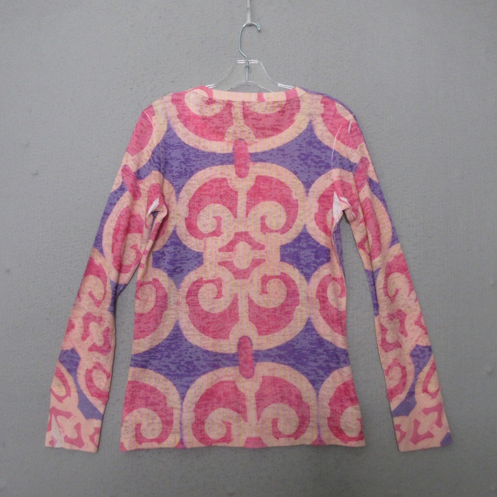 Before + Again Thermal Top Purple Pink Burnout Art To Wear Waffle Knit USA - Picture 2 of 7